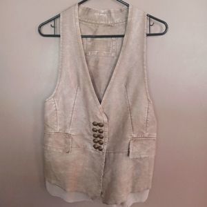 Unbranded Low Cut Leather Button Down Vest